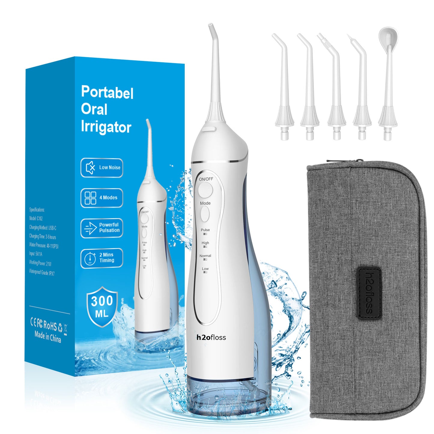 h2ofloss Water Flosser Dental Oral Irrigator Portable