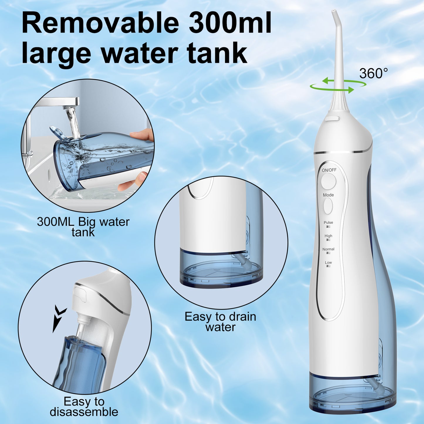 h2ofloss Water Flosser Dental Oral Irrigator Portable