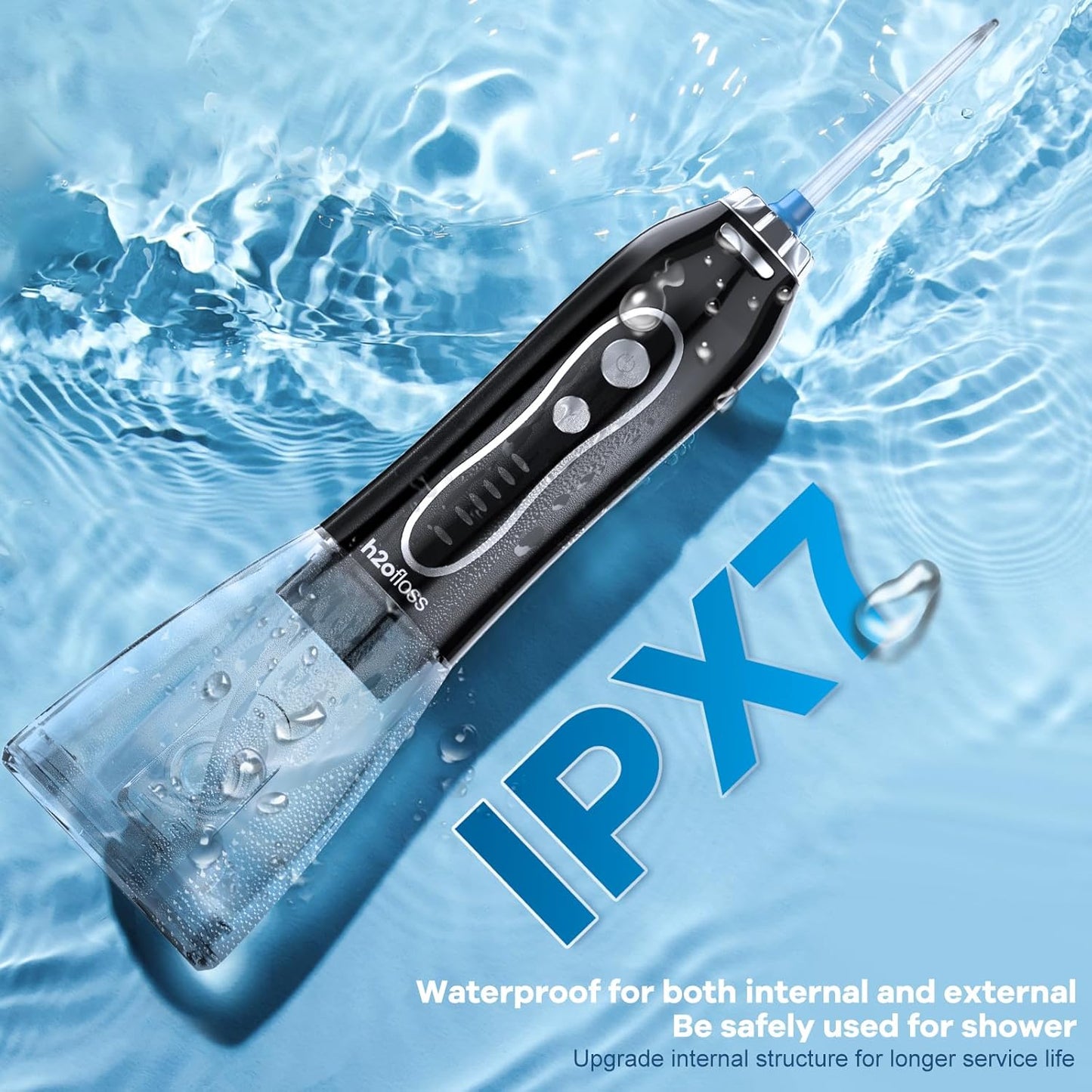 h2ofloss irrigador dental portatil hf-6 black waterproof