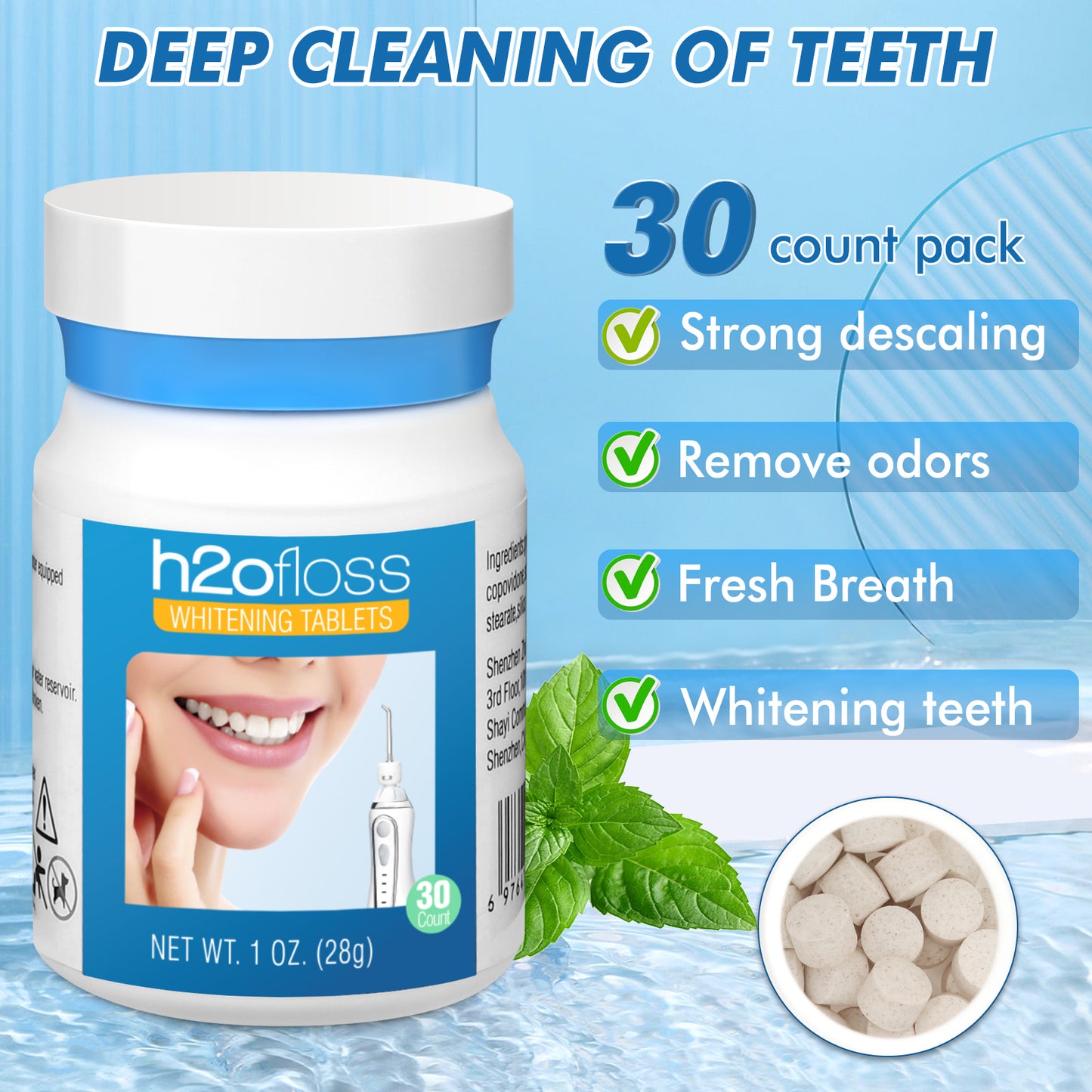 h2ofloss whitening tablets 30 pcs