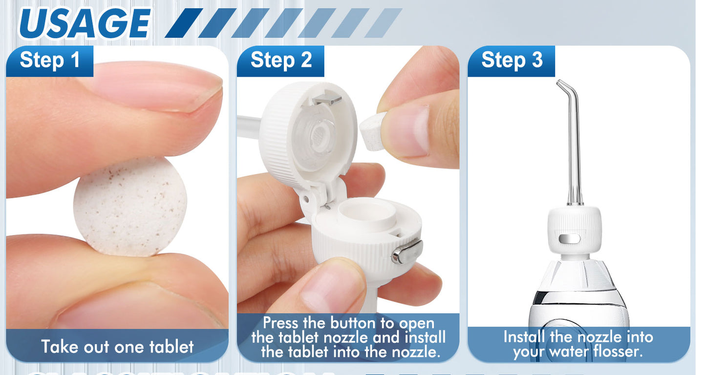 how to use h2ofloss whitening tablets and nozzle