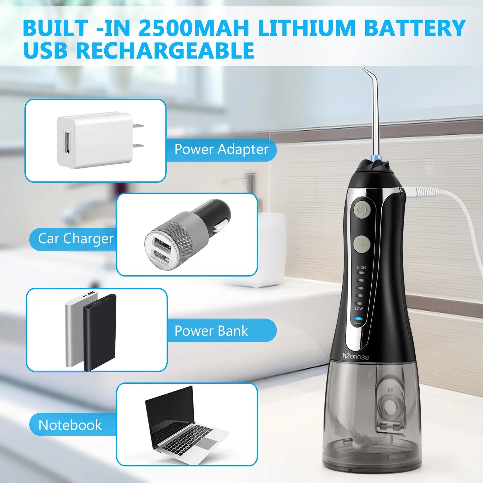 h2ofloss flosser teeth clean black